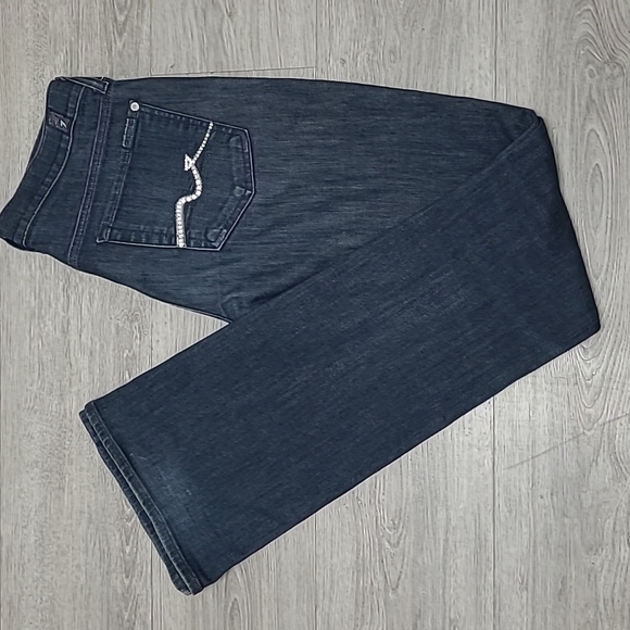 7 For All Mankind Dark Washed Bootcut Jeans; Size 27 - Picture 2 of 14